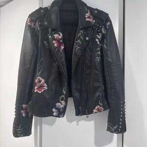 Vegan leather motorcycle jacket